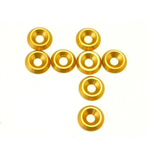 Hot Racing Gold Aluminum 4mm Countersunk Washer (8) CW34904