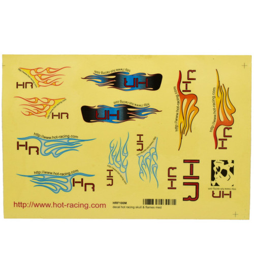 Hot Racing Flames Decal Sticker Sheet Medium HRF100M