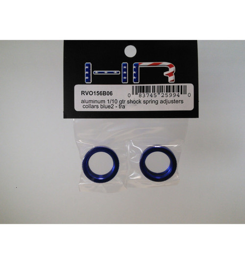 Hot Racing-Aluminum 1/10 GTR Shock Spring Adjusters Collars (Blue)(2) -RVO156B06