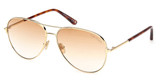 Tom Ford Eyeglasses FT0823 shiny deep gold / gradient brown/30F