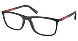 Prada Sport Eyeglasses PS 03QV BLACK RUBBERED/DG01O1