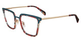 Police Eyeglasses VPLG25 Striated Red/Teal 0376