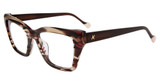 Yalea Eyeglasses VYA139L Gradient Striped Powder/Brown 0ACH