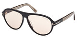 Tom Ford Eyeglasses FT1080 shiny black / brown/01E