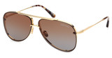 Tom Ford Eyeglasses FT1071 shiny deep gold / gradient brown/30F