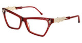 Diva Eyeglasses 007 RED CRYSTAL-GOLD/103