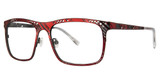 Jhane Barnes Eyeglasses Skew Lines Brick/Gunmetal/BC
