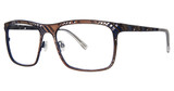 Jhane Barnes Eyeglasses Skew Lines Brown/Blue/BR