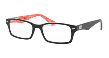 Ray-Ban Rx Eyeglasses RX5206 BLACK ON TEXTURE RED/2479