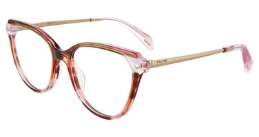 Police Eyeglasses VPLL27 Brown/Pink/Striped Orange 06DB