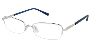 London Fog Eyeglasses LF 606 Silver/Crystal Navy