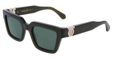 Ferragamo Eyeglasses SF2066S TRANSPARENT DARK GREEN/302