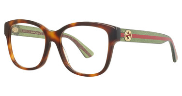 Gucci Eyeglasses GG0038ON HAVANA-GREEN-TRANSPARENT/002
