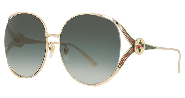 Gucci Eyeglasses GG0225S GOLD-GOLD-GREY/001
