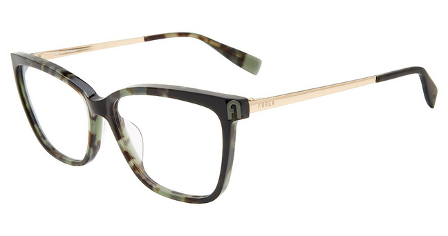 Furla Eyeglasses VFU496 Green Toroise 09GC