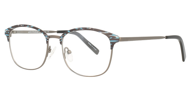 Adin Thomas Eyeglasses AT-440 Black/Teal/Gunmetal/1