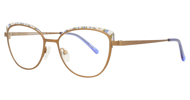 Takumi Eyeglasses TK1278 Gold & Purple Mix Patterned Browline/10