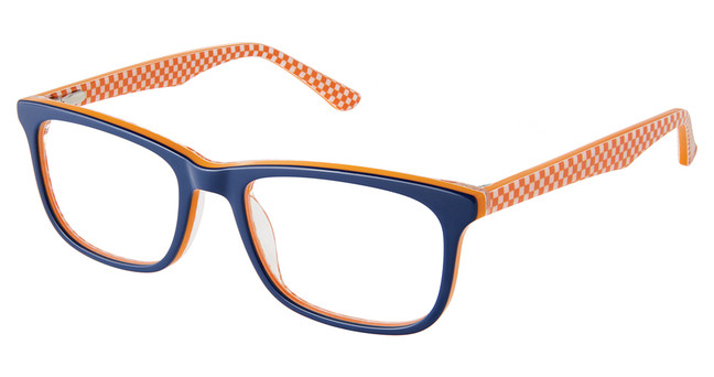 Superflex Eyeglasses SFK-297 NAVY ORANGE CHECK/S301