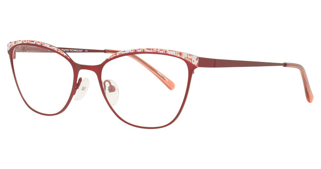 Easyclip Eyeglasses EC681 Satin Red & Mix Patterned Browline/30