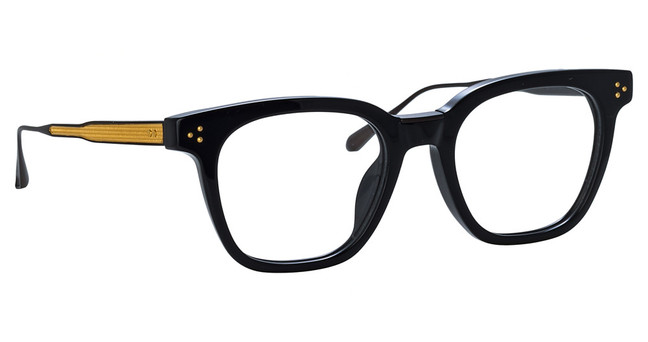Linda Farrow Eyeglasses LFL1508 EVANS BLK/ MATT NCKL/ YLLW GOLD/001