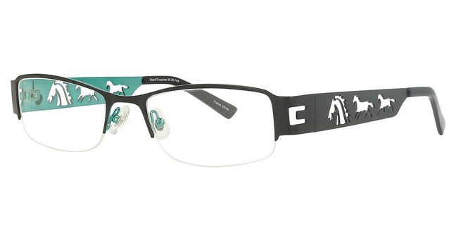 Encore Vision Eyeglasses Medicine Horse Black/Turquoise