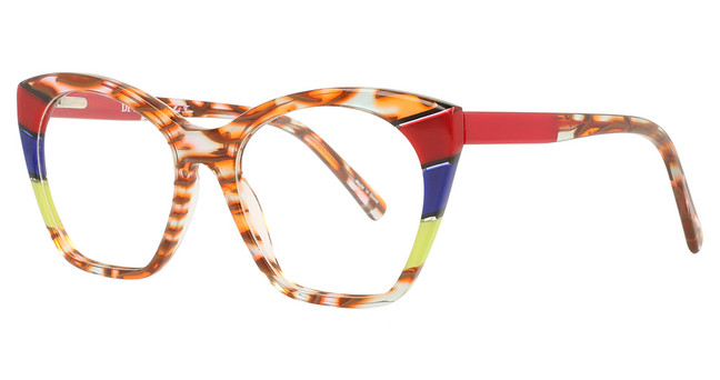 Divaldi Eyeglasses DVO8257 DEMI ORANGE+LINES RED/BLUE/GREEN/30