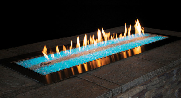 Outdoor Stainless Steel Linear Fire Pit 48-in., Manual, Multicolor LED Lighting- OL48TP18P-1 Propane