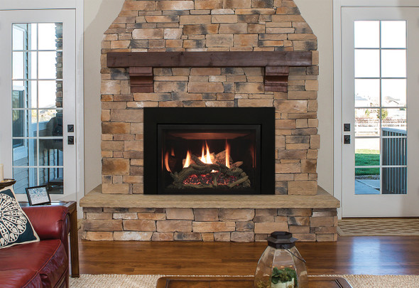 Rushmore Direct-Vent Fireplace Insert with Driftwood Log Set