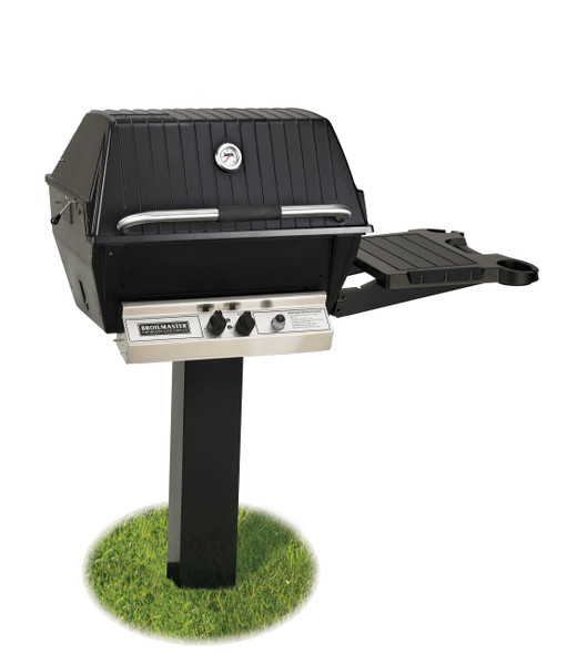 H4X  Grill Head with Painted In-Ground Post and One Side Shelf with Painted Brackets Natural Gas  H4PK2N