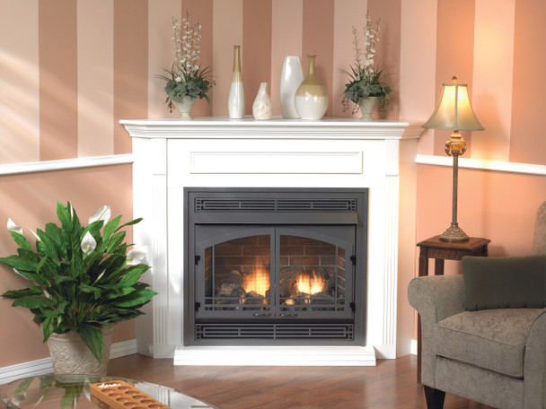 Vail Vent-Free Fireplace with Slope Glaze Burner, Premium 36 Intermittent Pilot with On/Off Switch VFPA36BP70LP