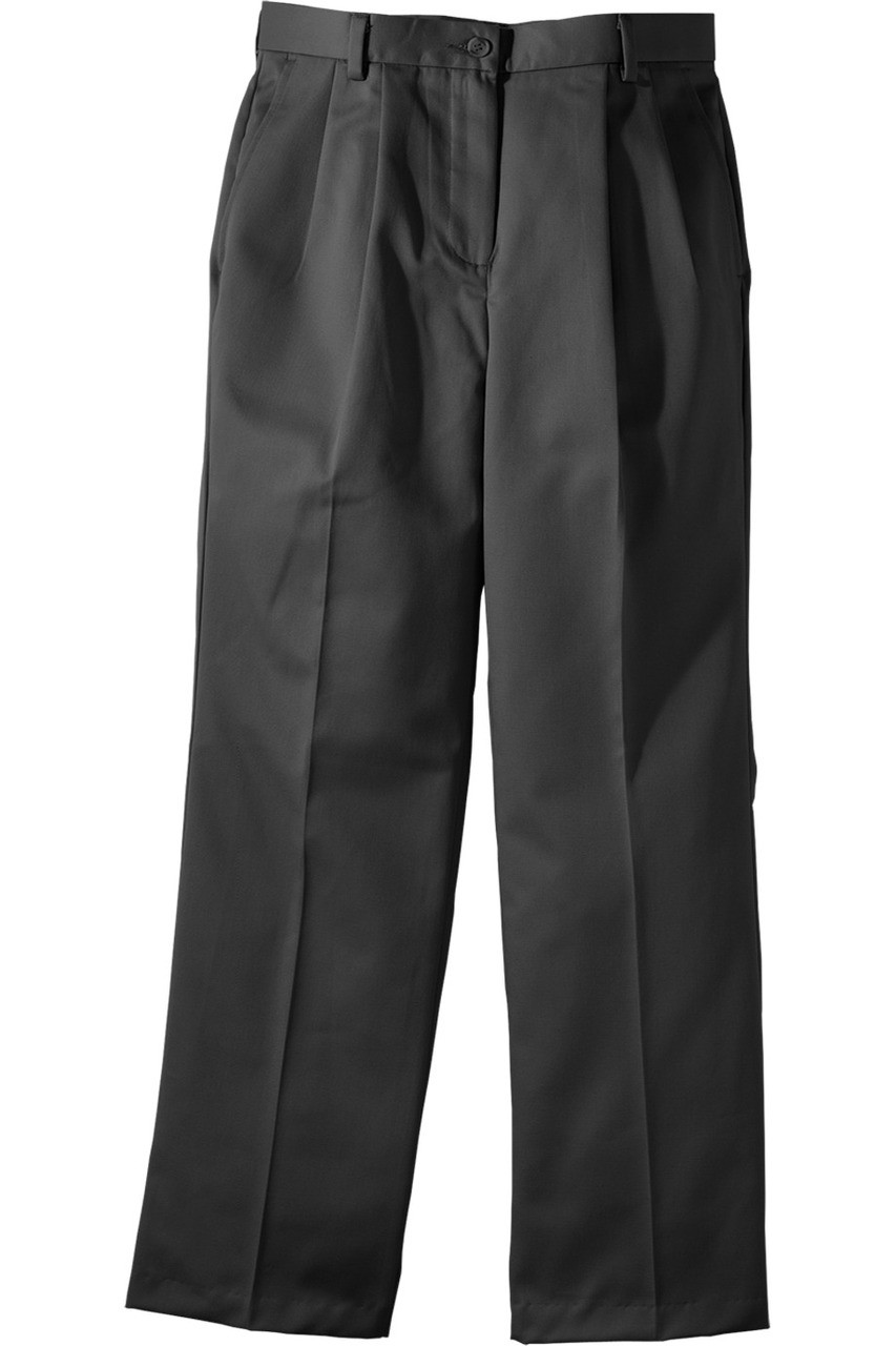 750 8639 ladies black pleated all cotton work pants 64536.1405948286