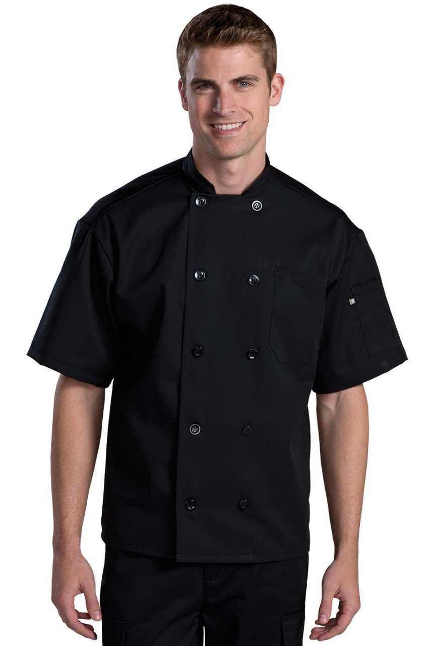 Short sleeve black chef coats clearance