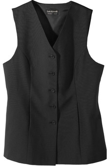 Women's V-Neck Sleeveless Tunic Vest with 5 Buttons in Black - Available in Female Sizes XS-5XL- Item # 750-7270