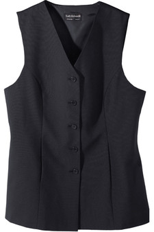 Women's V-Neck Sleeveless Tunic Vest with 5 Buttons in Dark Navy Blue - Available in Female Sizes XS-5XL- Item # 750-7270