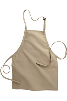 Khaki No Pocket Restaurant Quality Bib Apron with Adjustable Neck Strap - 24" W x 28" L - Item # 750-9004