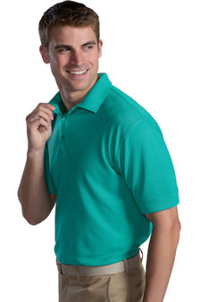 Men's Cotton/Poly Pique Blend Short Sleeve Polo Shirt in Prairie Green - Available in Men's Sizes SMALL to  6XL  Item  # 750-1500