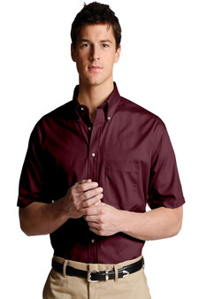 Men's Best Value Short Sleeve Uniform Work Shirt with Chest Pocket in Wine - Available in Men's Sizes SMALL to 6XL-TALL Item # 750-1230