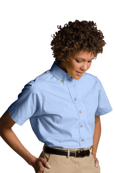 Ladies Best Value Short Sleeve Uniform Work Shirt with Chest Pocket in Denim Blue - Available in Female Sizes XXS  to  3XL  - Item  # 750-5230