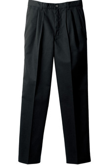 Men's Poly/Cotton Pleated Front Work Pants in Black - Available in Men's Waist Sizes 28-54- Item # 750-2670