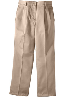 Ladies 100% Cotton Pleated Front Work Pants in Tan- Available in a Full Range of Female Sizes from 0 - 28W - Item # 750-8639