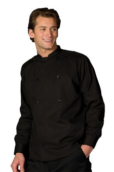 10-Button Black Long Sleeve Light Weight Chef/Bistro Coat Available in Unisex Sizes XS-6XL- Item # 750-1351