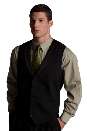 Men's Satin Shawl Lapel Vest in Black - Available in Men's Sizes S-5XL- Item # 750-4495