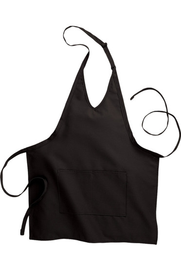 Black V-Neck Two Pocket Restaurant Quality Bib Apron with Adjustable Neck Strap - 28" W x 32" L - Item # 750-9009