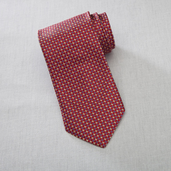 Signature Silk Long Tie in Brick Red Mini Diamond Pattern - Item # 750- MD00