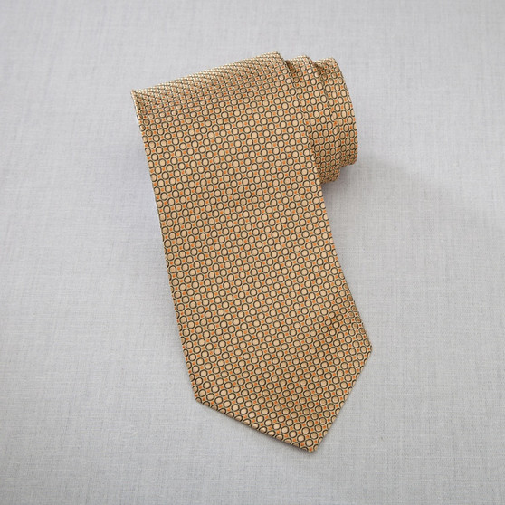 Signature Silk Long Tie in Marigold Circles and Dots Pattern - Item # 750- CD00