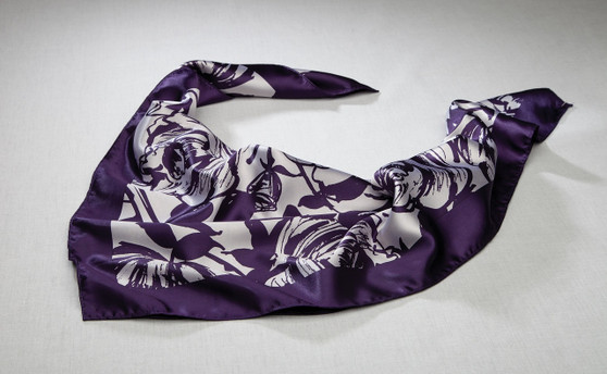 Best Value Polyester Neck Scarf in Grape- Floral Pattern - Item # 750- SC52