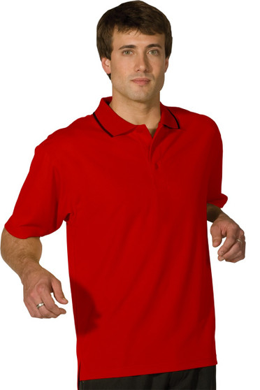 Men's Dry Mesh Hi-Performance Tip Collar Short Sleeve Polo Shirt in Red - Available in Men's Sizes SMALL  to  6XL  - Item  # 750-1575