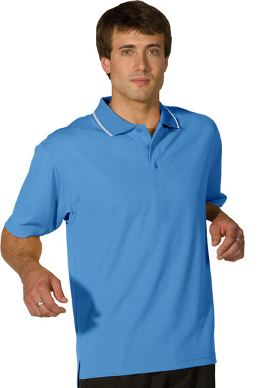 Men's Dry Mesh Hi-Performance Tip Collar Short Sleeve Polo Shirt in Marina Blue - Available in Men's Sizes SMALL  to  6XL  - Item  # 750-1575