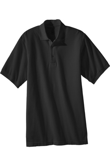 Men's Cotton/Poly Pique Blend Short Sleeve Polo Shirt in Black - Available in Men's Sizes SMALL to  6XL  Item  # 750-1500