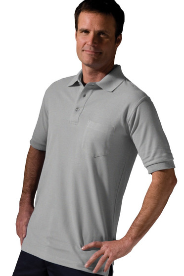 Unisex Cotton/Poly Pique Blend Short Sleeve Polo Shirt with Chest Pocket in Heather Grey - Available in Unisex Sizes XXS to  6XL  Item  # 750-1505